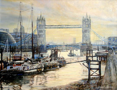 Thames evening light oil painting